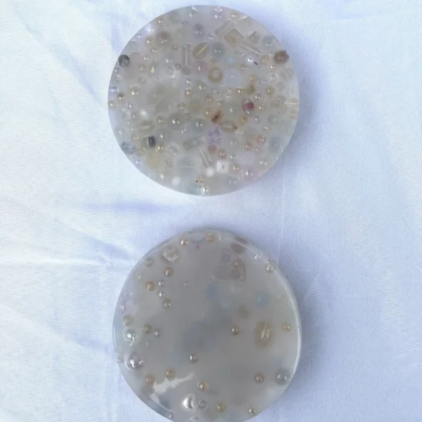 Two picky pads made with transparent pebbles