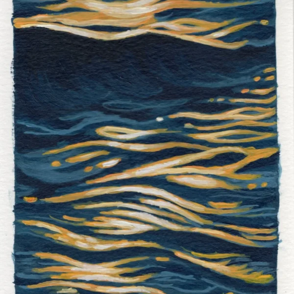 An art print of ocean waves with sunlight reflecting off of them