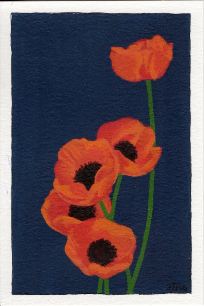 An original botanical art print of a Poppy flower