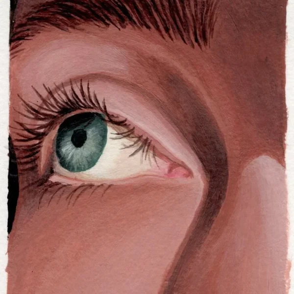 An original art print of someone's eye and eyebrow